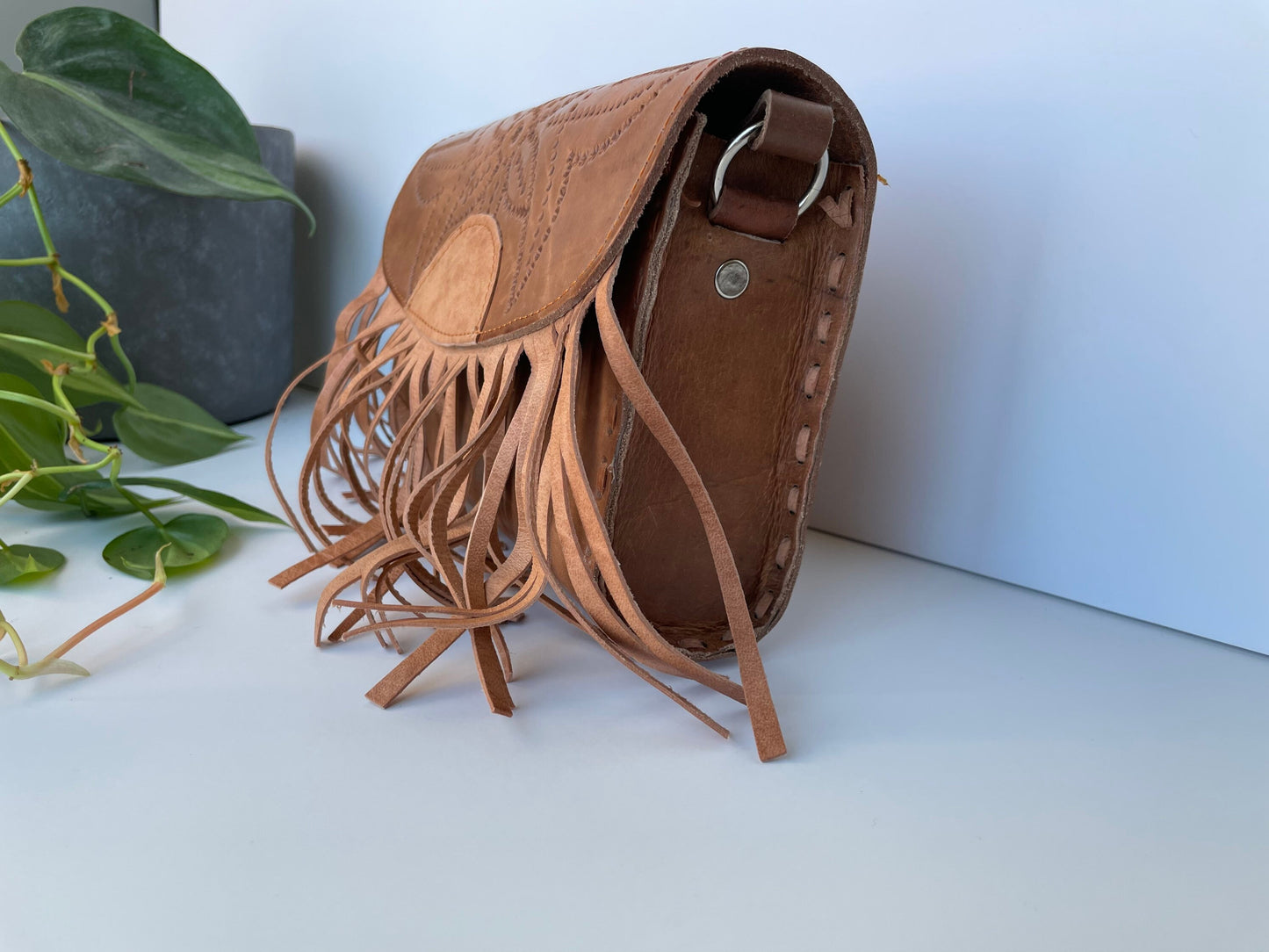 Genuine Mexican Leather Purse with Fringe