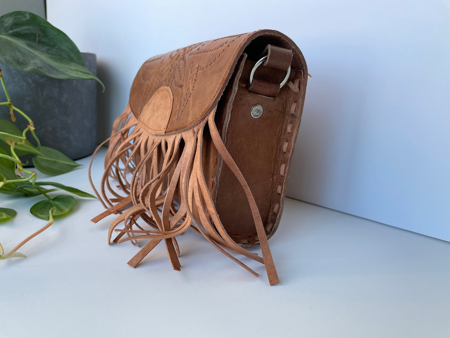 Genuine Mexican Leather Purse with Fringe